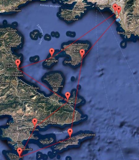 Map of Argosaronikos bay
